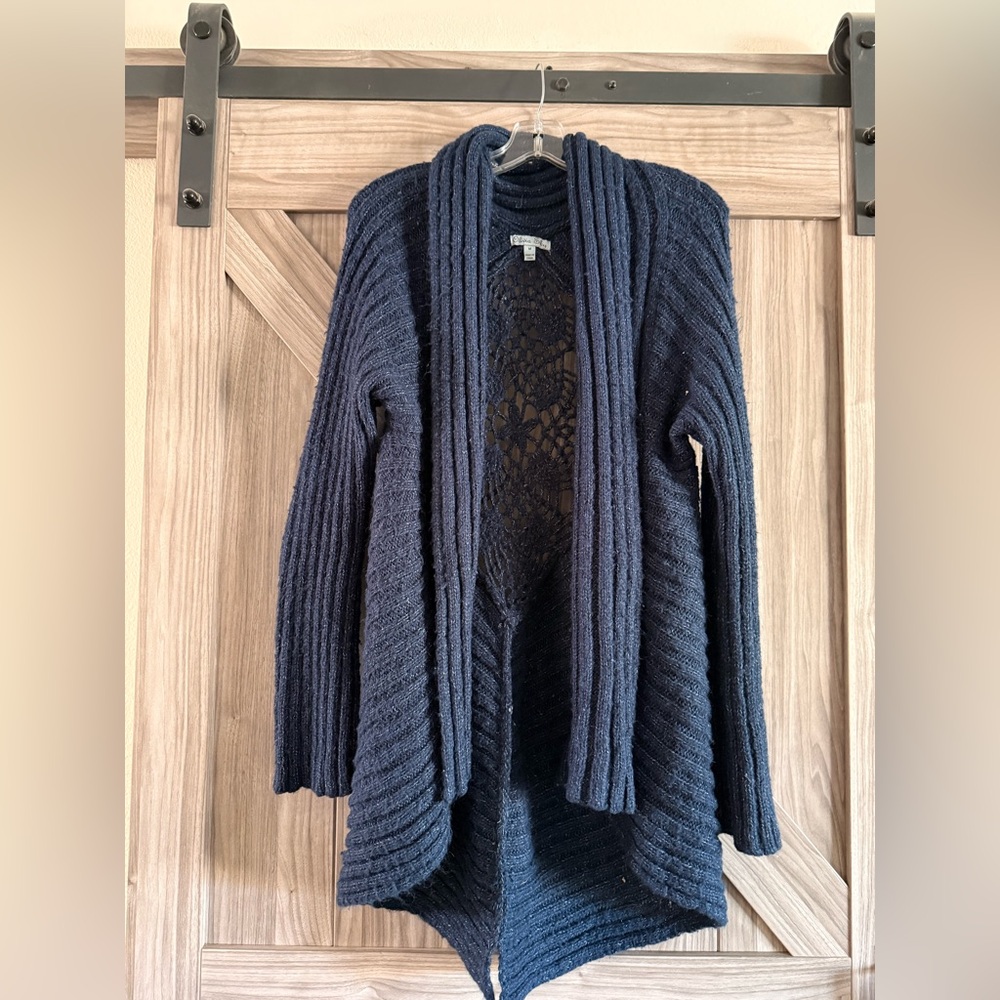 Olivia Sky Deep Blue Ribbed Cardigan